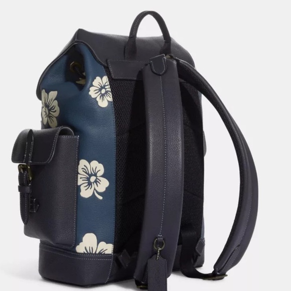 Coach hitch bag-pack in blue and white leather - Picture 4 of 5